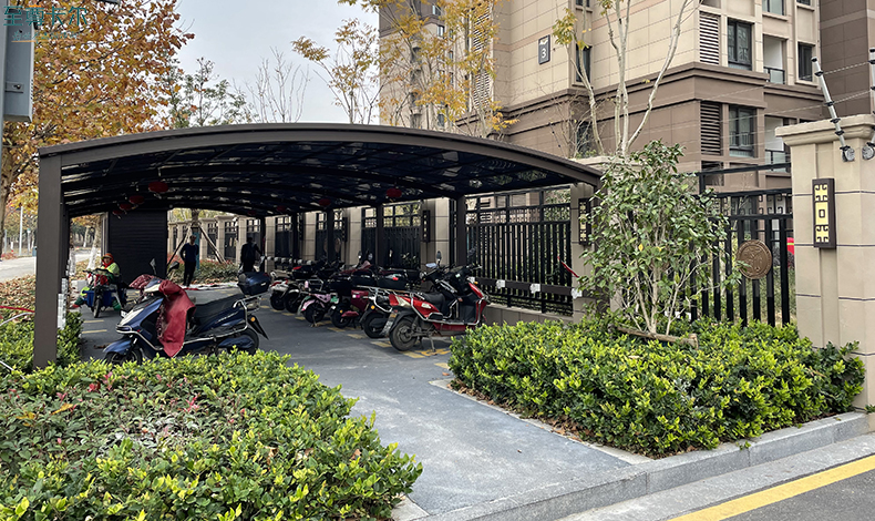 小區車棚圖片？制作電動車棚？